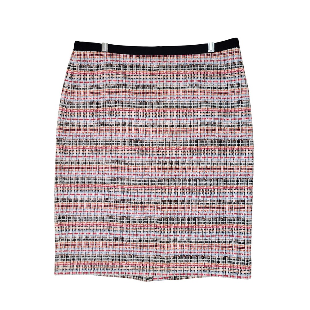 Talbots Pencil Skirt Women 14P Multi Color Metallic Tweed Textured Knee Length